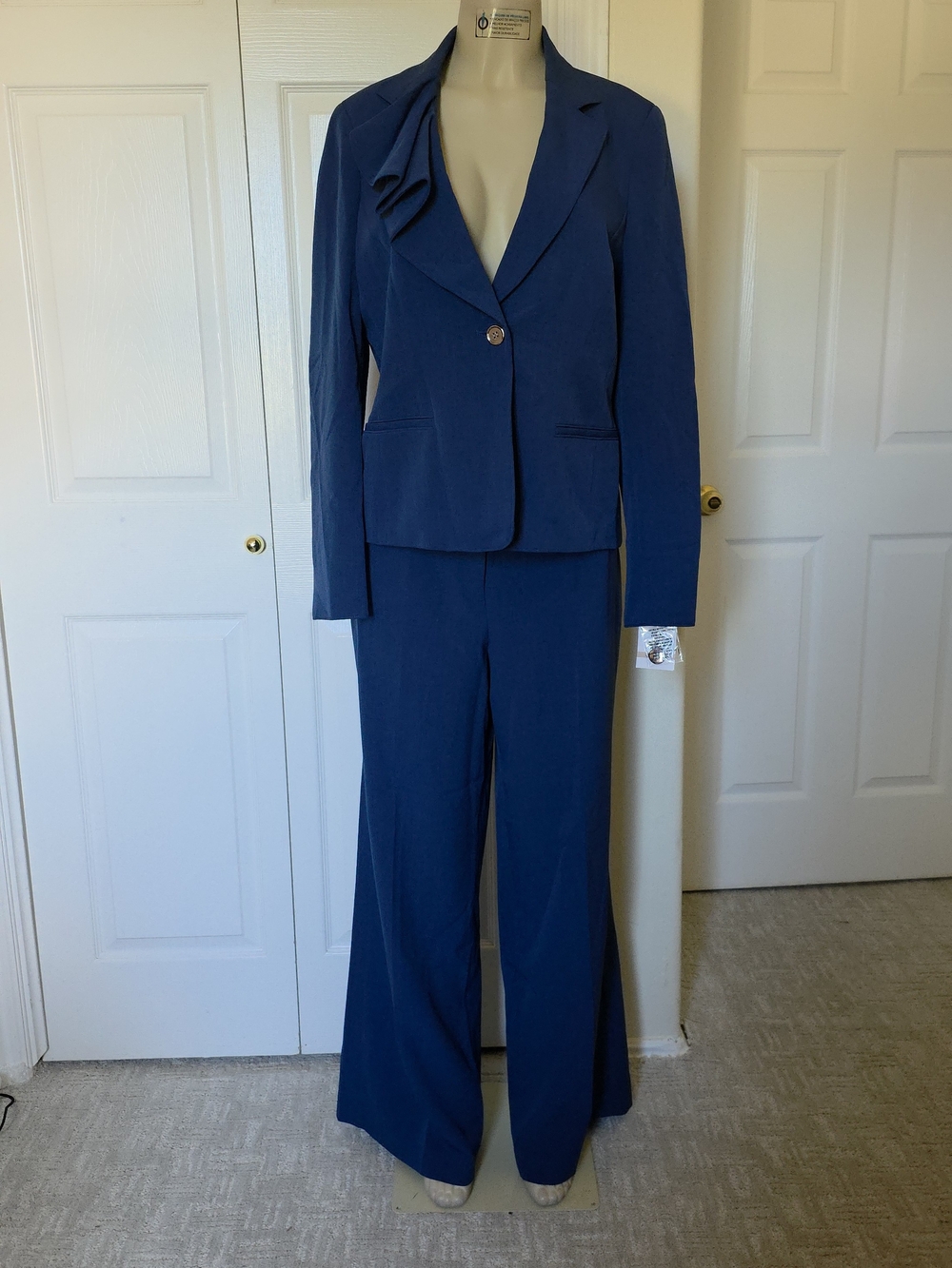 Nipon Boutique Navy Two-Piece Pantsuit with Wide-Leg Trousers